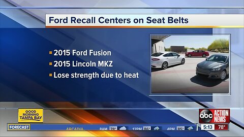 Ford recalling 108,000 cars due to faulty seat belts