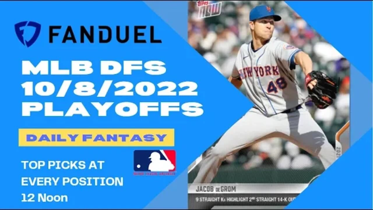 Dreams Top Picks for MLB DFS Today Main Slate 10/8/2022 Daily Fantasy Sports Strategy FanDuel