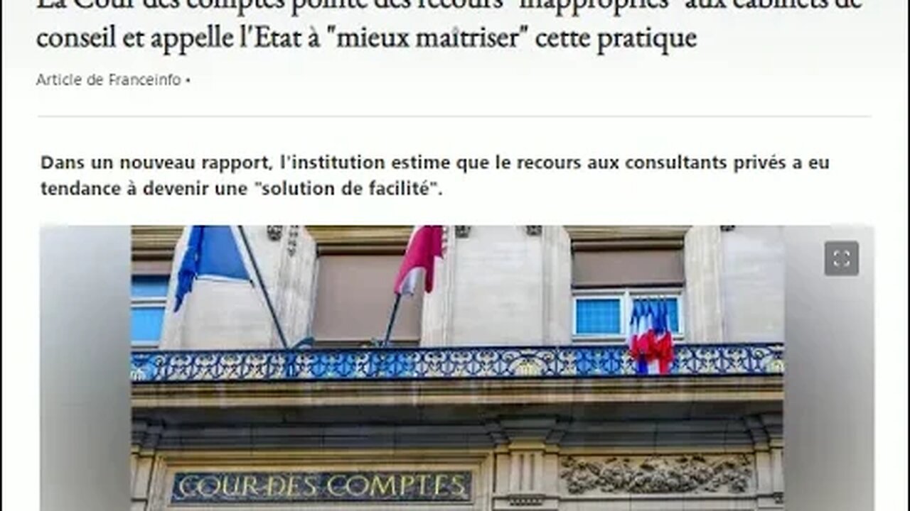 La Cour des comptes pointe des recours "inappropriés" aux cabinets de conseil