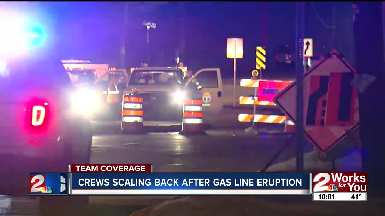 Gas line leak capped after explosion in midtown Tulsa