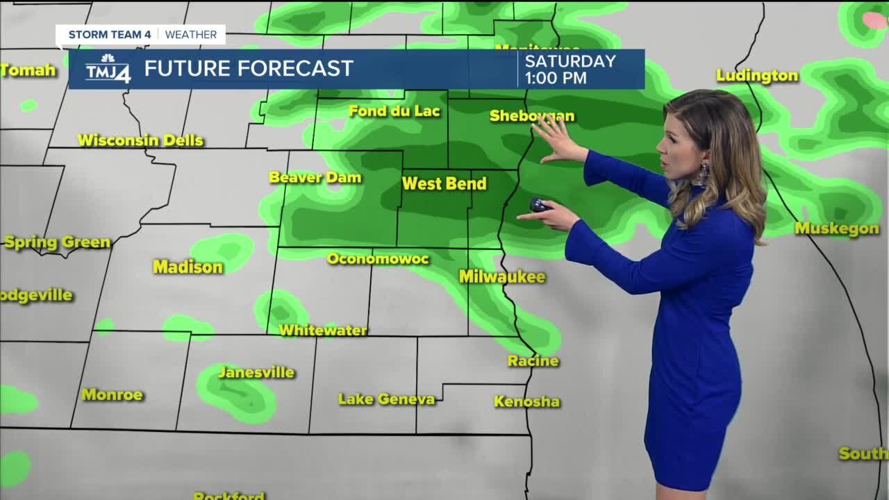 Showers and a chance for a few thunderstorms Saturday