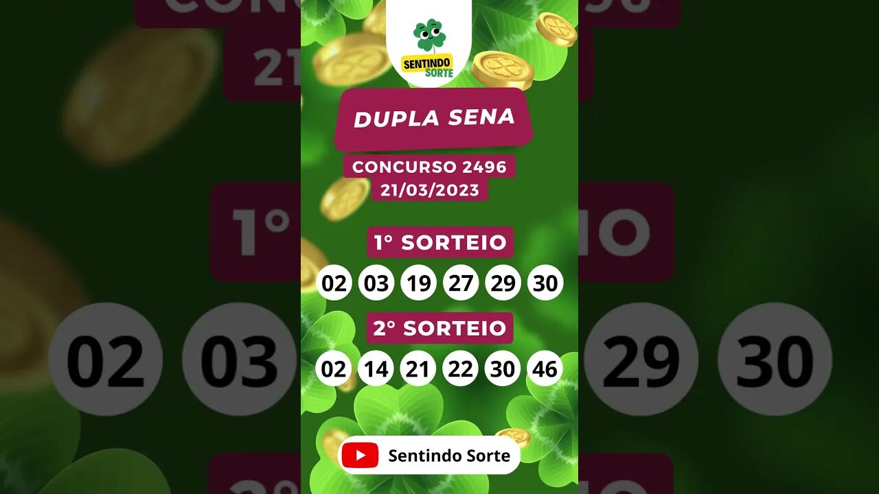 🍀 Resultado DUPLA SENA 2496 | Sentindo Sorte #shorts