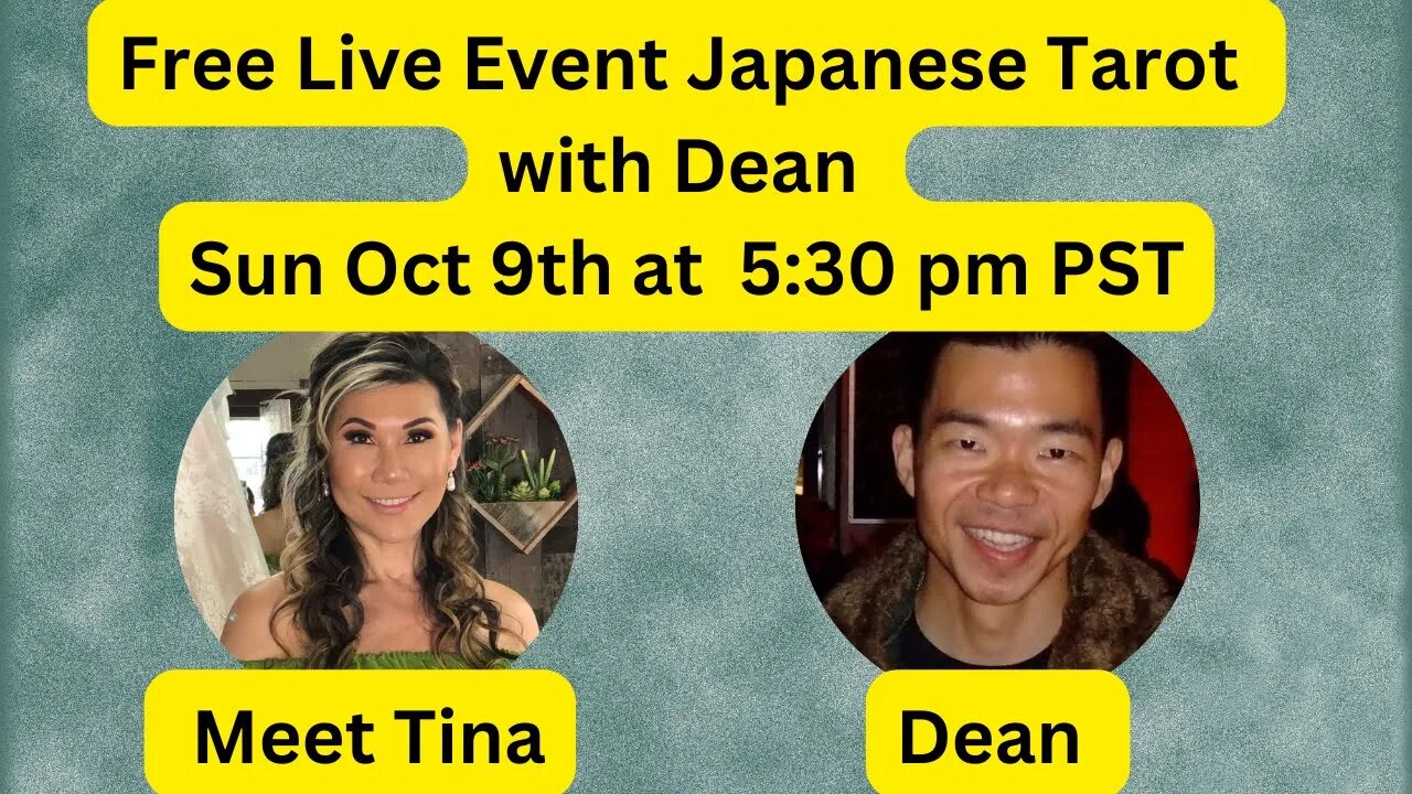 Free Live Japanese Tarot Reading With Dean sun 9th 5:30 pm PST