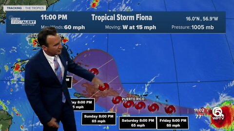 Fiona takes aim at Leeward Islands with 60 mph winds