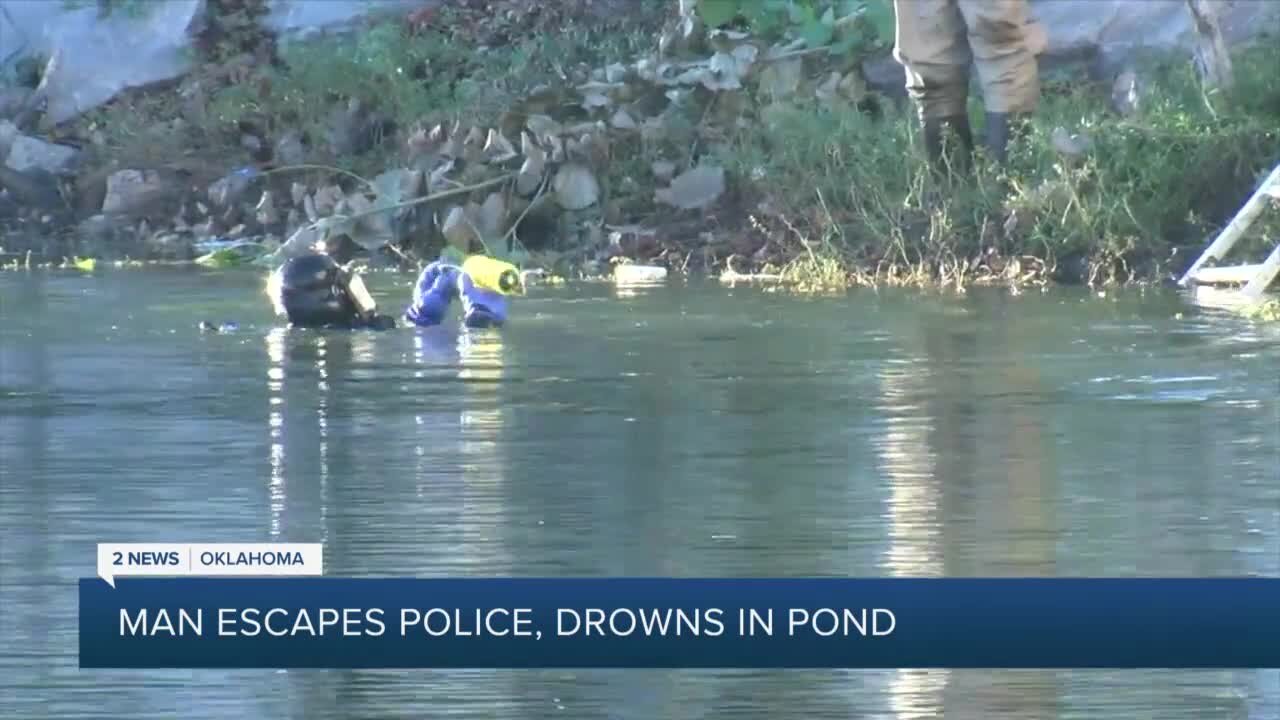 Man escapes Tulsa police, drowns in pond