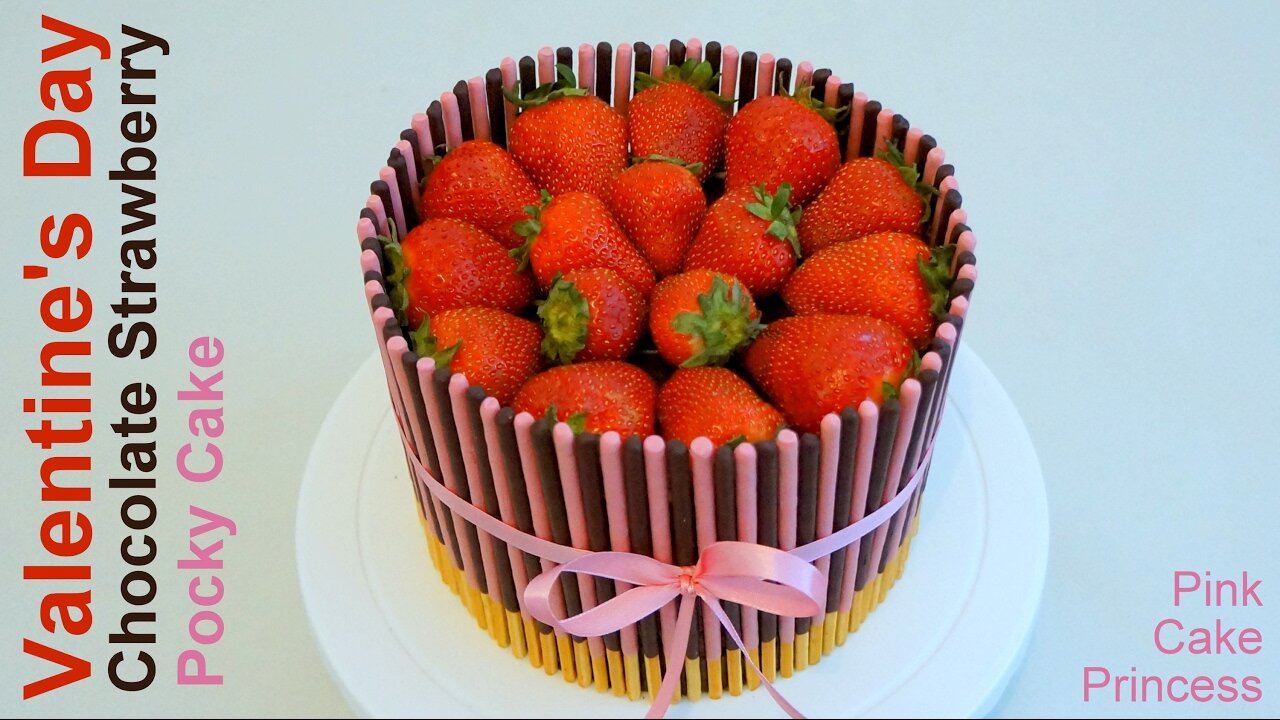 Copycat Recipes Valentine's Day Gift Cake - Quick & Easy No Bake Chocolate Strawberry Pocky Cake Co