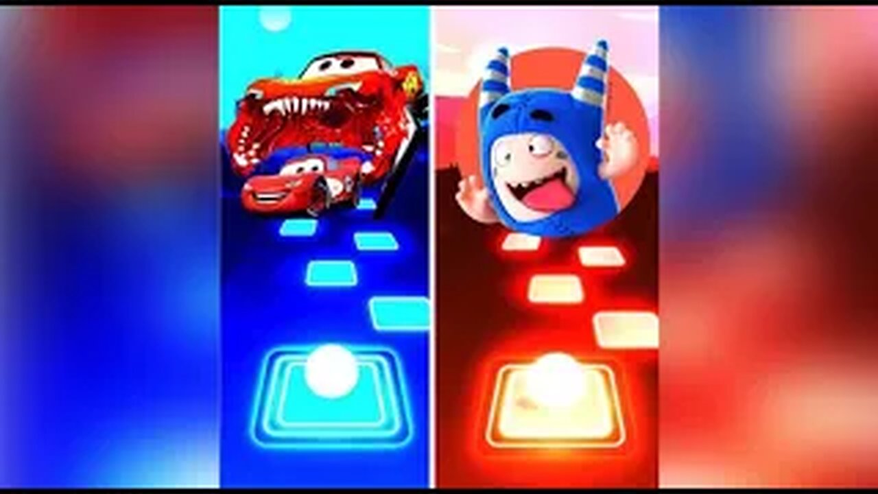 Oddbobs vs Lightning Mcqueen Eater l Tiles Hop EDM Rush