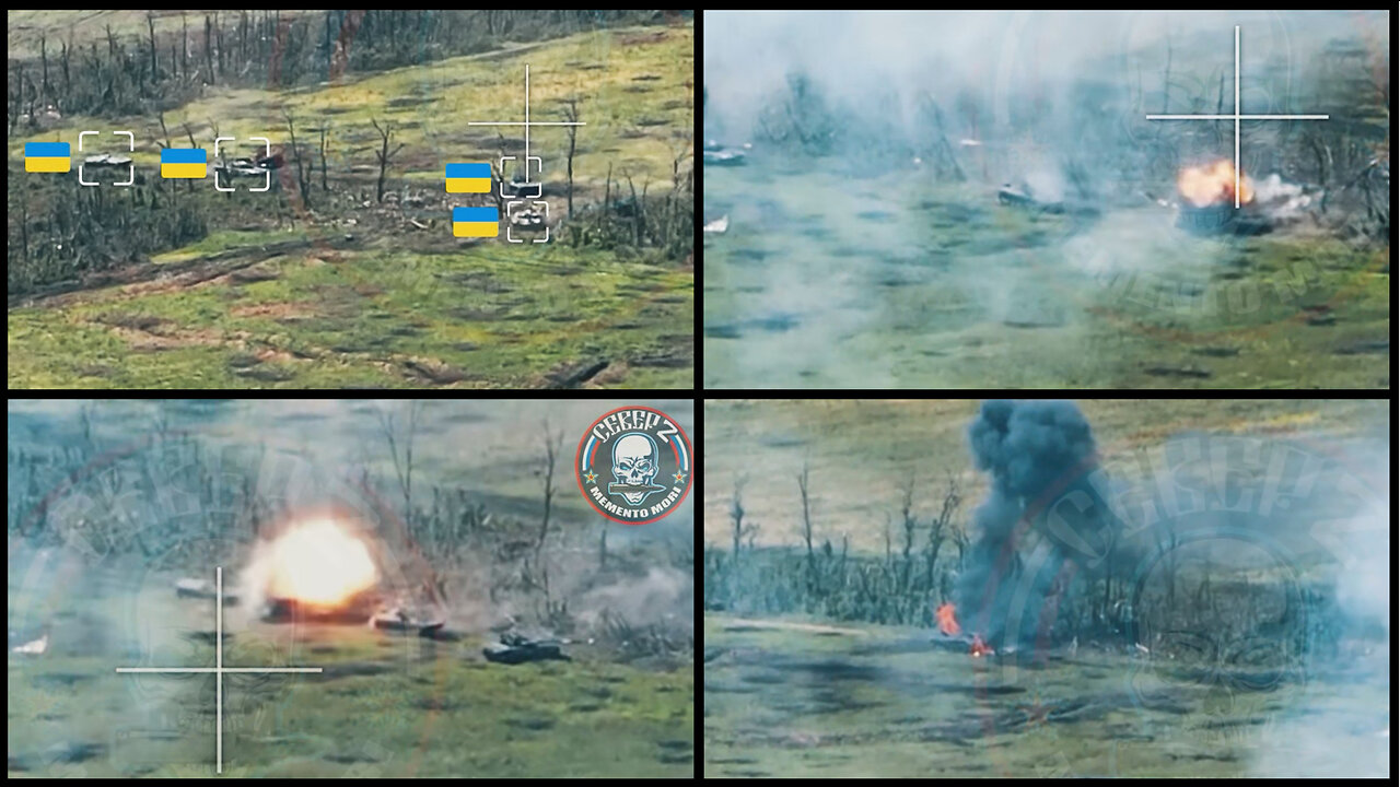 Russian forces hits a column of Ukrainian armored vehicles and tanks