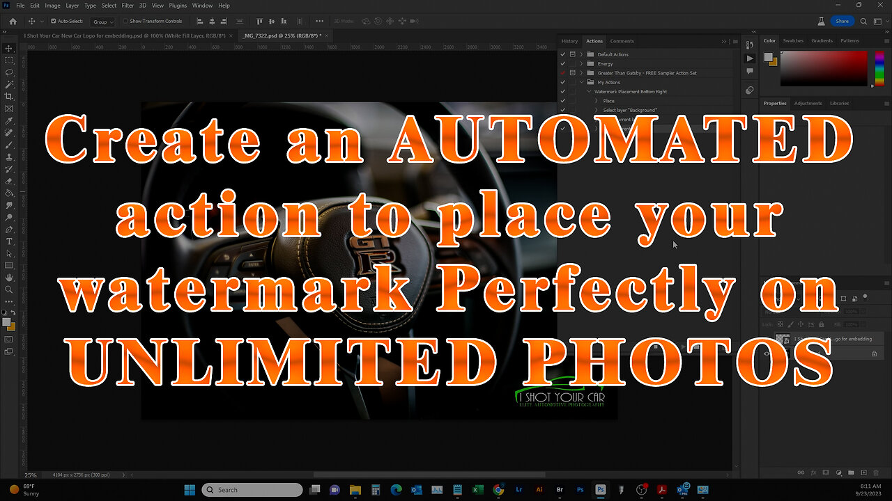 0001 - Create a Photoshop Watermark placement action for multiple photos FAST