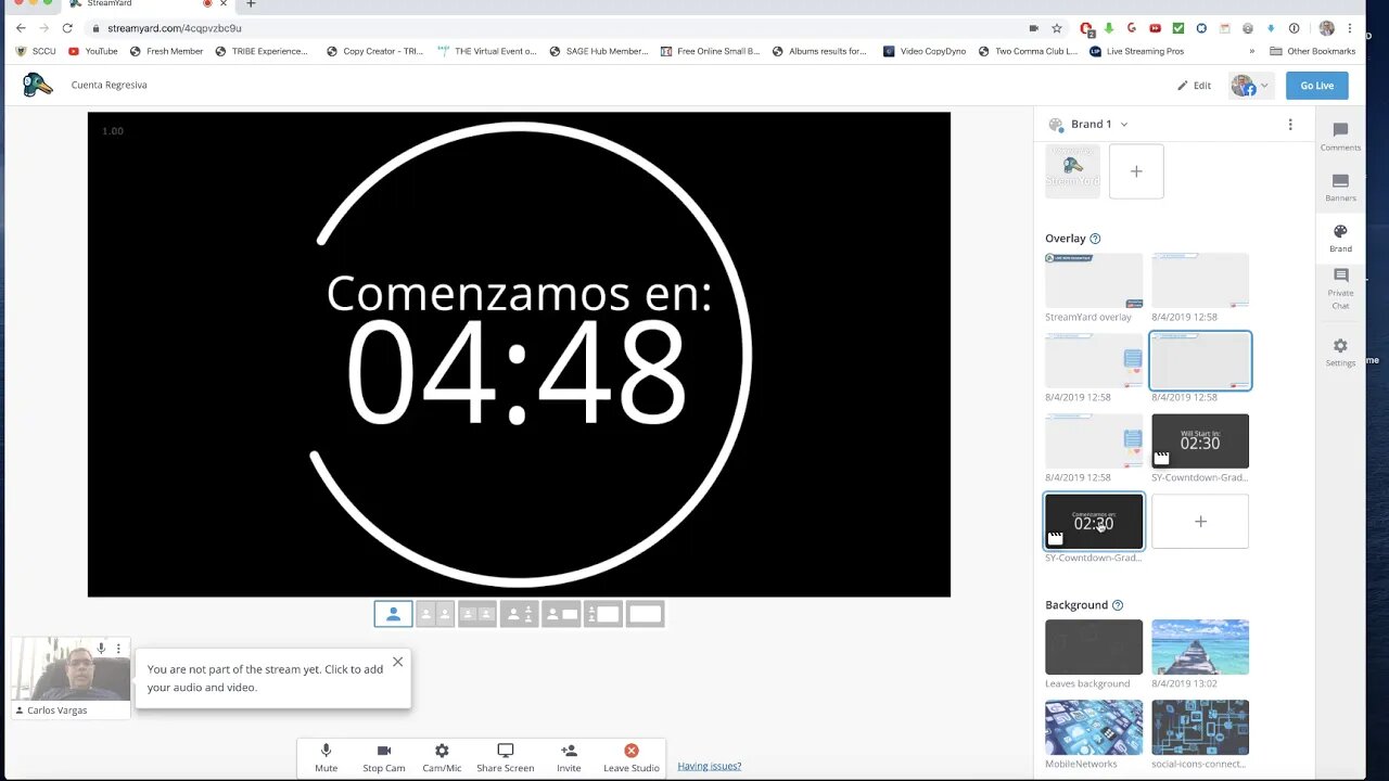 Como Añadir Una Cuenta Regresiva a Tus Video en StreamYard