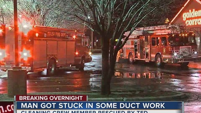 Man safe after getting stuck in duct work at Golden Corral