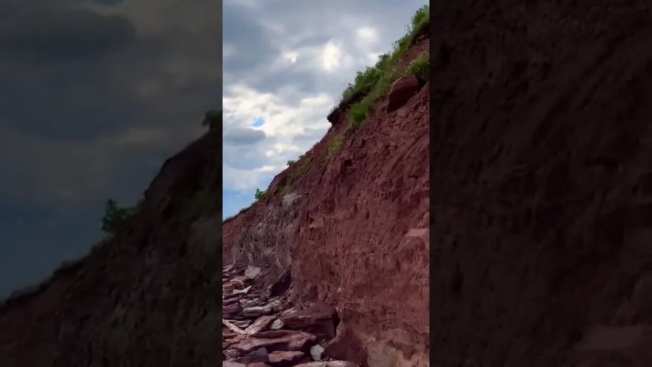 Relaxing beach with tall cliffs