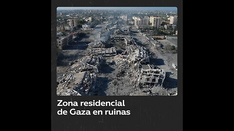 Un dron capta la zona residencial de Al Zahra, en Gaza, en ruinas tras los ataques israelíes