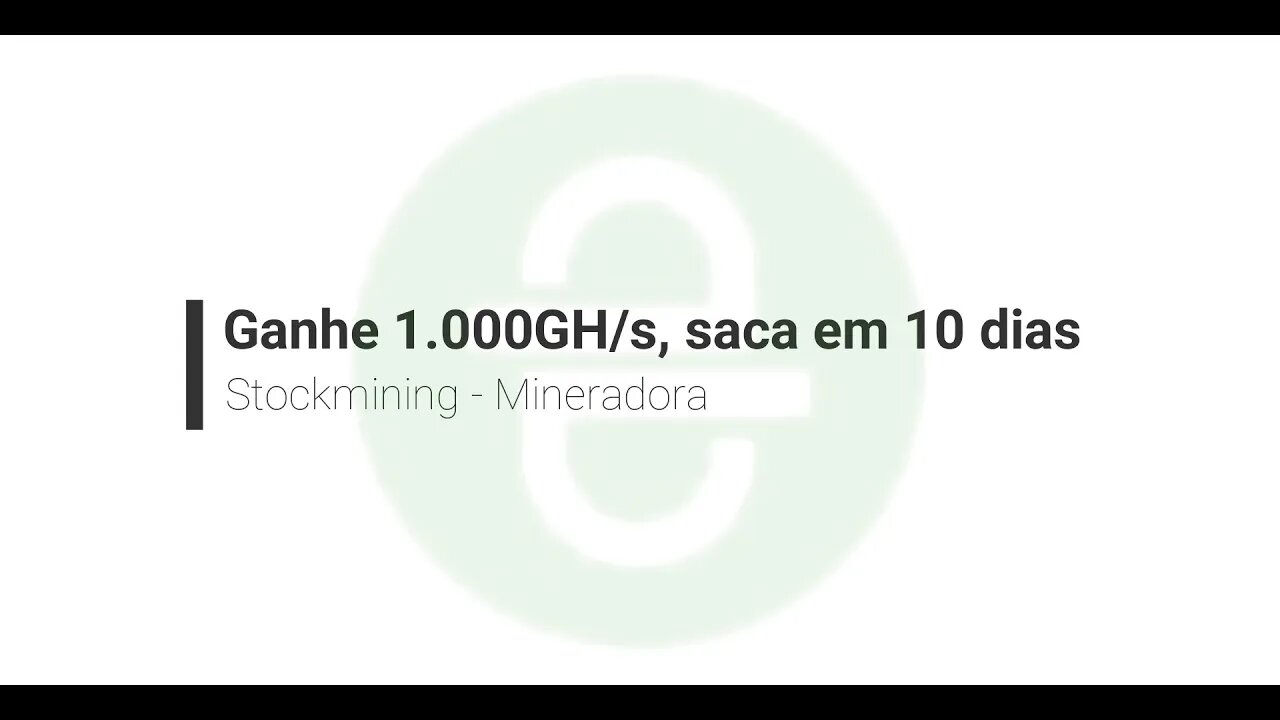 Finalizado - Mineradora - Stockmining - 1000 GH/s 10 dias para sacar seu BTC