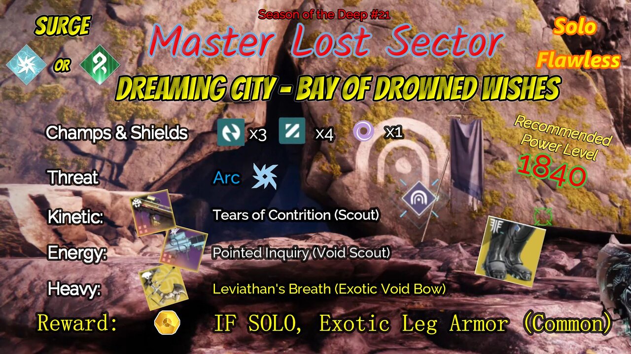 Destiny 2 Master Lost Sector: Dreaming City - Bay Drowned Wishes Void Warlock Solo-Flawless 8-16-23