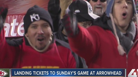 Landing tickets to Sunday's game at Arrowhead Stadium