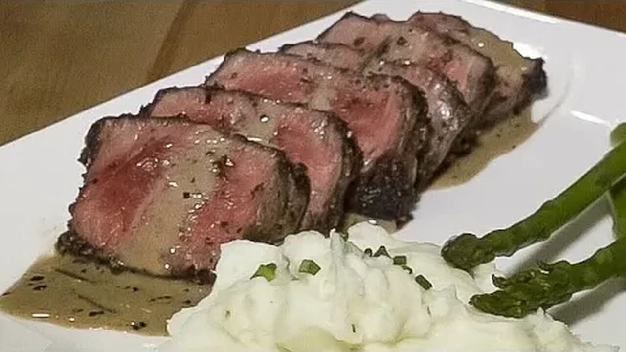 Steak Au Poivre with Cognac Cream Sauce | Pepper Crusted Steak