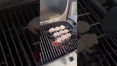 Honey garlic shrimp on skewers