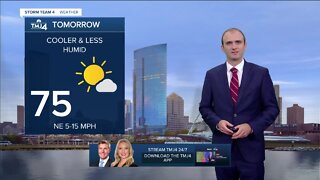 Cooler, less humid weather returns Thursday, temps in 70s