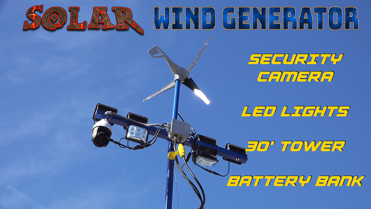 Solar Light Tower Wind Generator - 30' Light Tower - 10' Trailer - (6) LED Lights & Security Camera