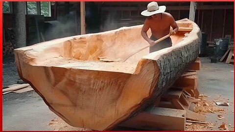 Man Turns Massive Log into Amazing CANOE | Start to Finish Build by @OutbackMike PSN Experiment