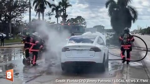 PEOPLE IN FLORIDA ARE FINDING OUT ELECTRIC VEHICLES AND SALT WATER ARE A FIRE HAZARD.