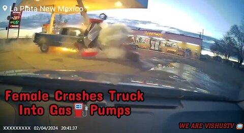 Female Crashes Into Gas⛽Pump On Dashcam... #VishusTv 📺