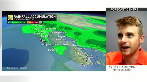 Pockets of light showers on Monday, then temperatures warm later in the week Vancouver Island