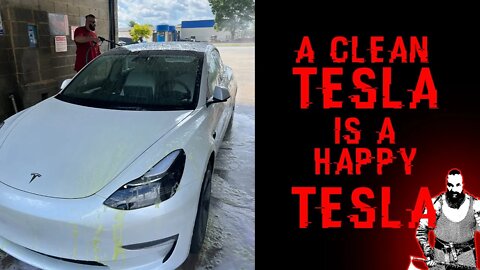 Tesla Model 3 Car Wash Mode! - Washing my Tesla Model 3 - Giving the Dirty Tesla a Bath!