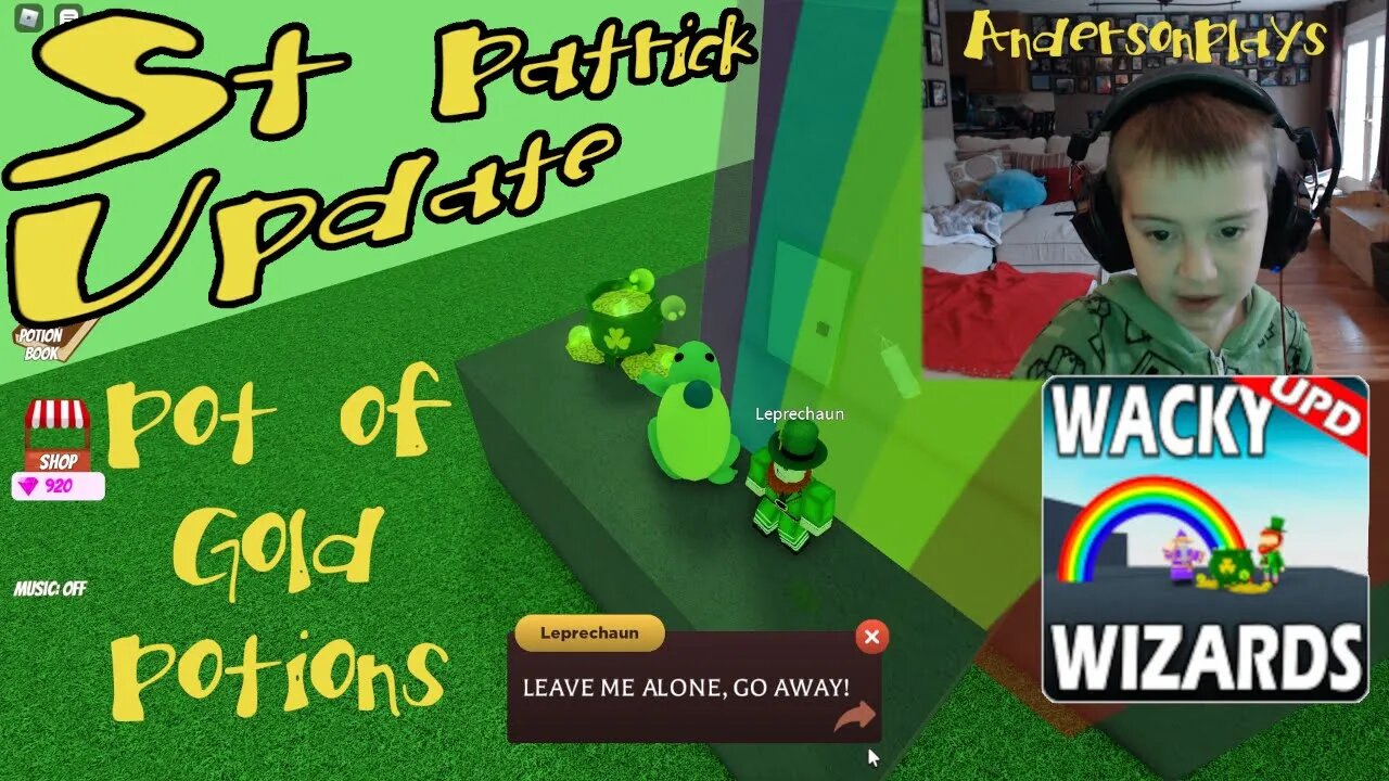 AndersonPlays Roblox Wacky Wizards 🍀ST PATRICK Update - How to Get Pot of Gold Ingredient Potions