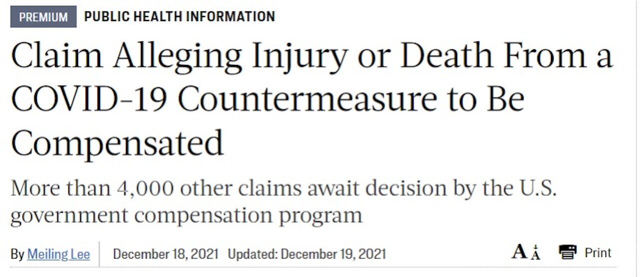 Claim Alleging Injury or Death From a covid-19 countermeasure to be compensated