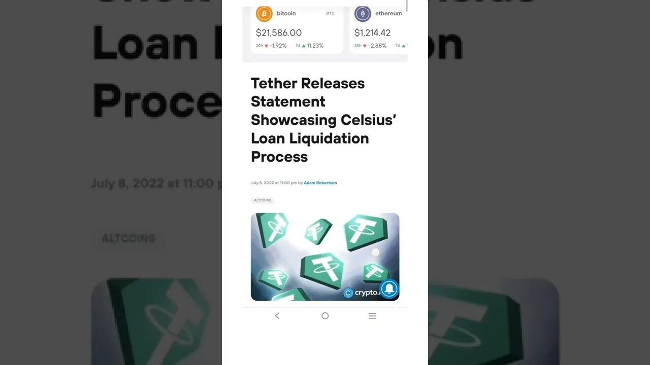 Tether Releases Statement Celsius’ Loan Liquidation Process #cryptomash #cryptomashnews #cryptonews