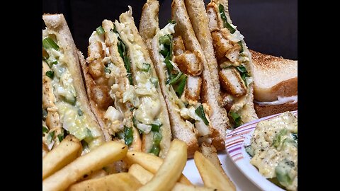 How to make egg+chicken sandwich 🥪
