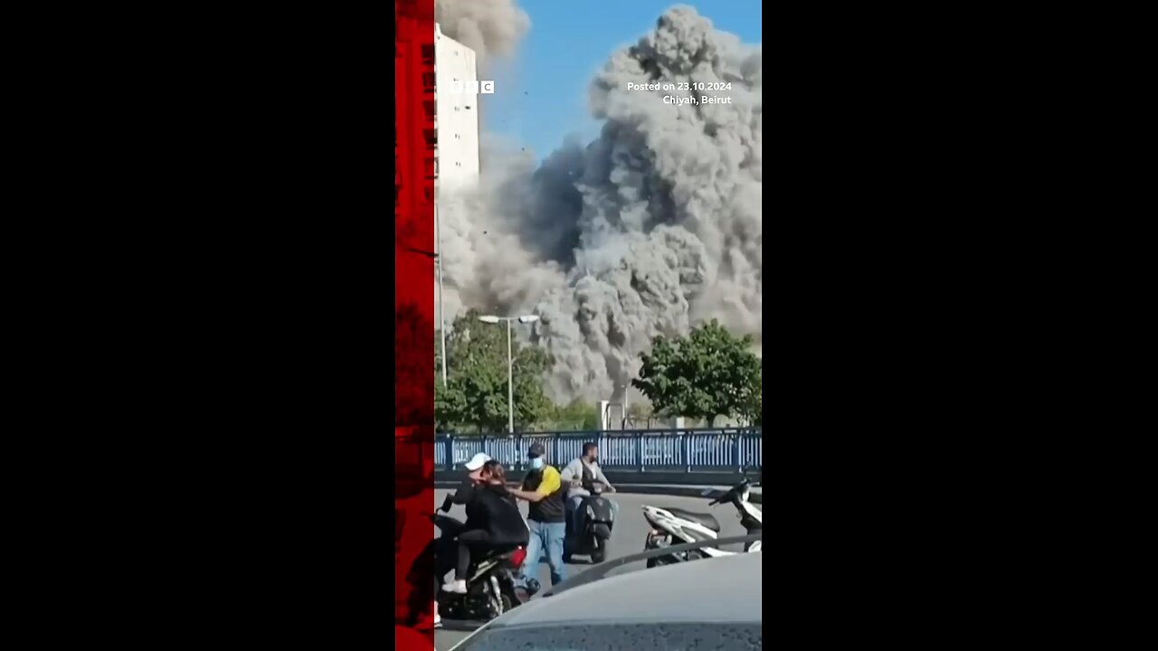 Building collapses in Beirut after Israeli strike on the Lebanese capital. #Lebanon #BBCNews