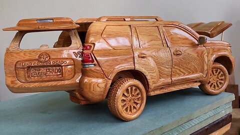 Building ultra realistic Toyota LC prado with wood - Wood Carving Art