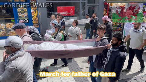 Silent March for Fathers of Gaza, St Mary Street Cardiff