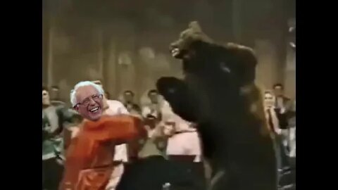 The Democratic Battle of Bernie Sanders and Pocahontas. Des Moines, Iowa circa 2020...colorized.