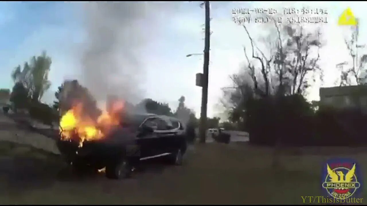 Phoenix Police Release Body-Cam Video of Officer Rescuing Man from Fiery Crash