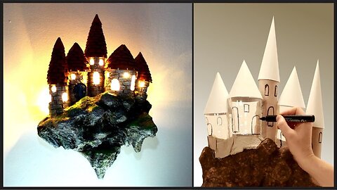 ❣DIY Fantasy Floating Castle Lamp Recycling TRASH❣