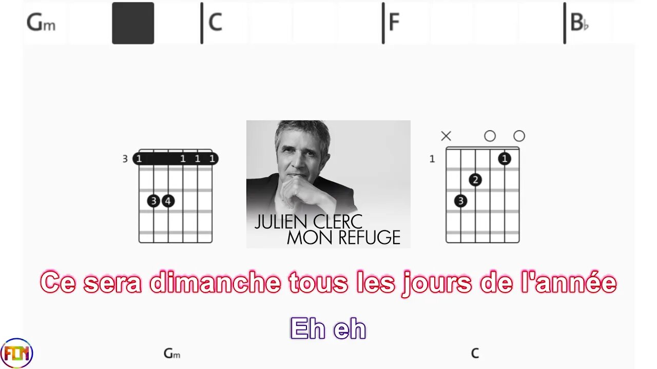 JULIEN CLERC - Mon refuge - (Chords & Lyrics like a Karaoke) HD