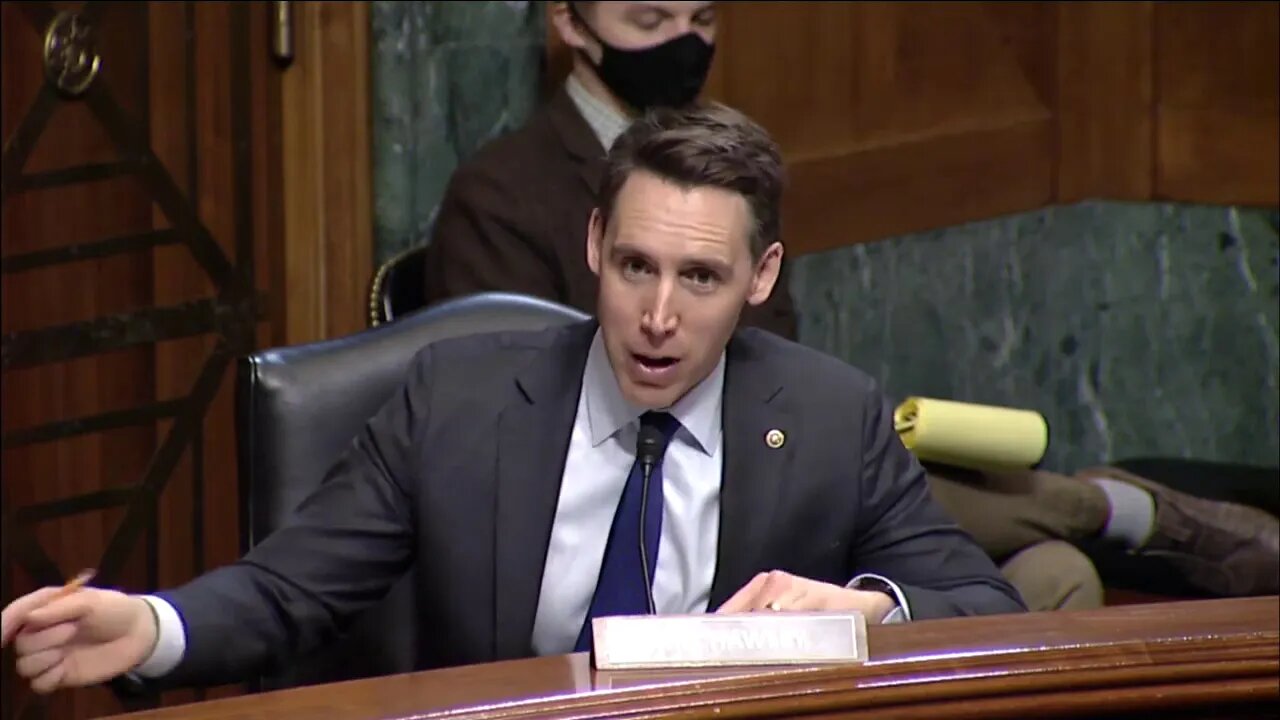 Senator Josh Hawley at a Judiciary subcommittee hearing to discuss antritrust