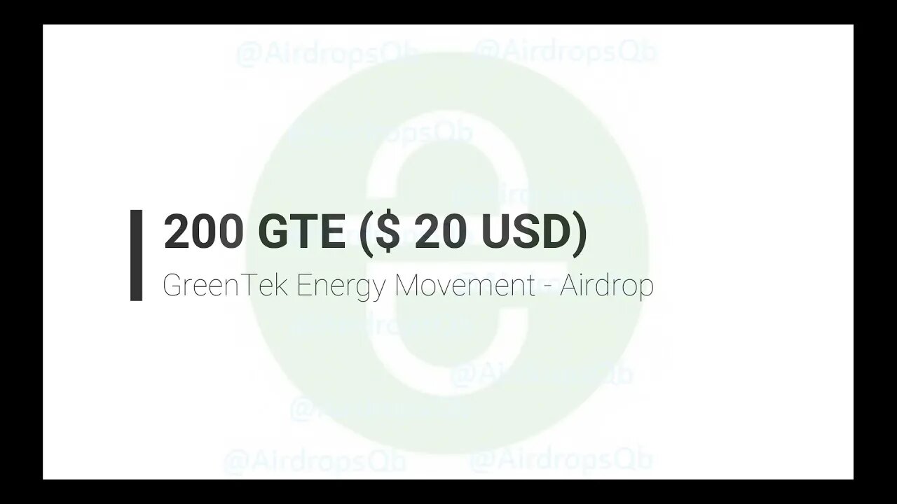 Finalizado - Airdrop - GreenTek Energy Movement - 200 DFN ($ 20 USD)