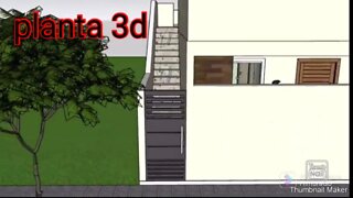 planta 3d com escada para lage