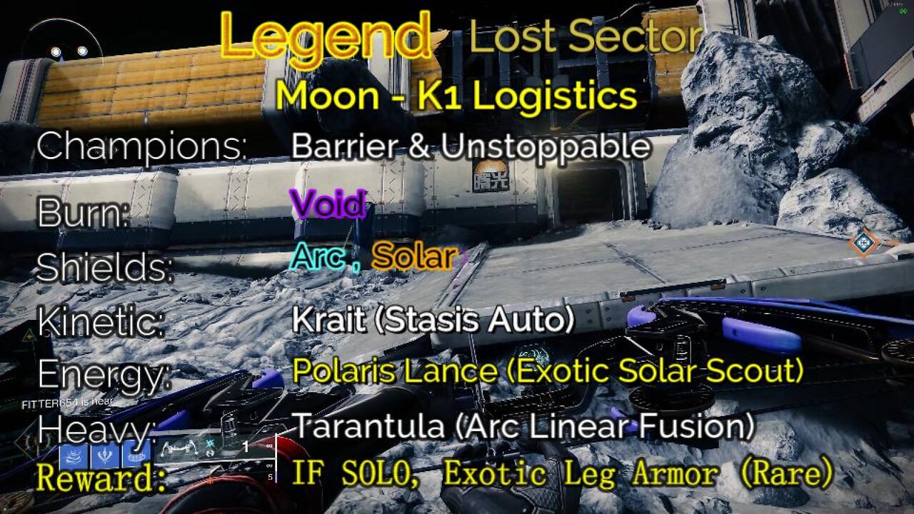 Destiny 2 Legend Lost Sector: Moon - K1 Logistics 3-12-22