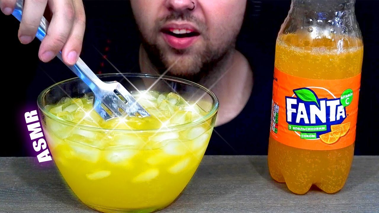 ASMR FANTA + CRUNCHY ICE CUBE | EATING and DRINK SOUND (NO TALKING) 🎧 BEST SOUND