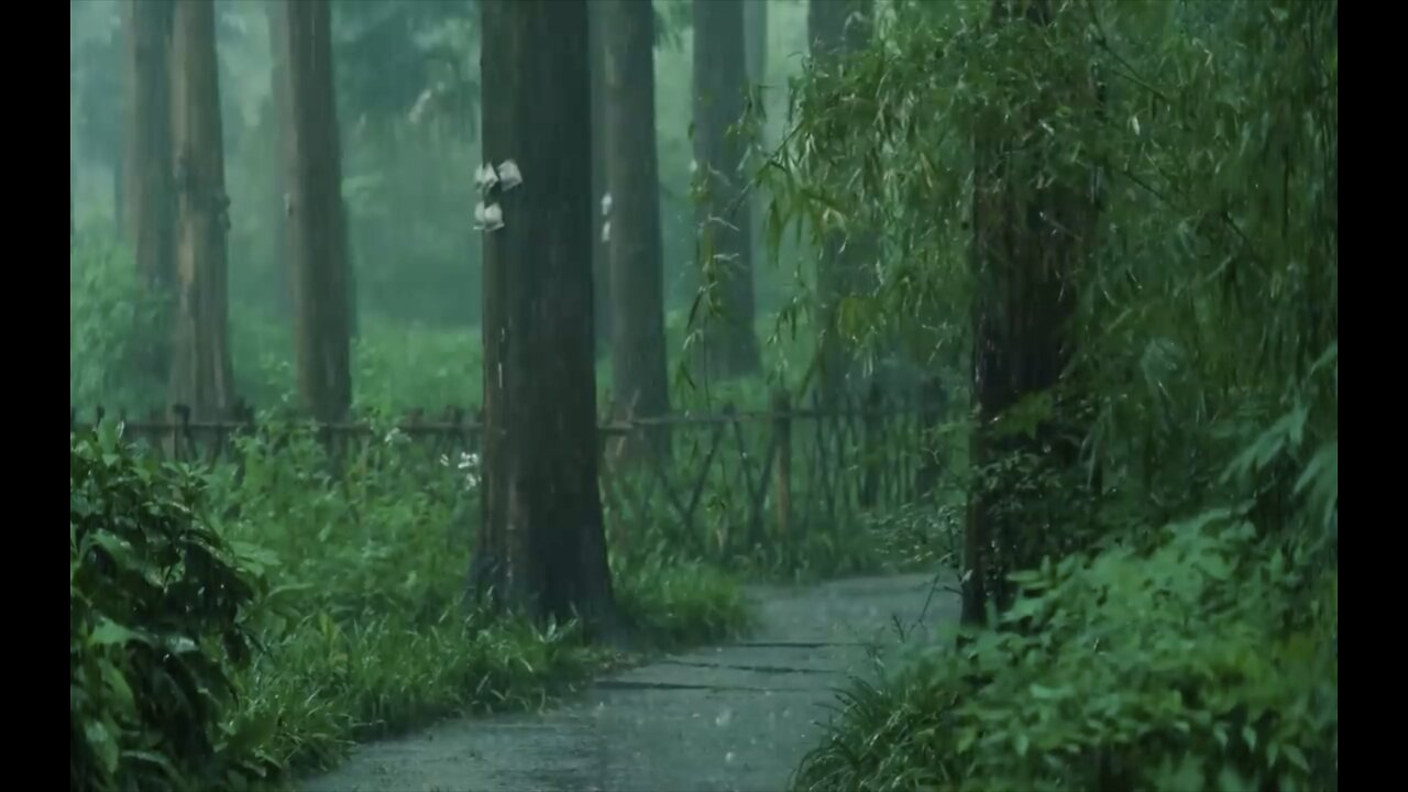 Listen to the rain on the forest path, relax, reduce anxiety, and sleep deeply