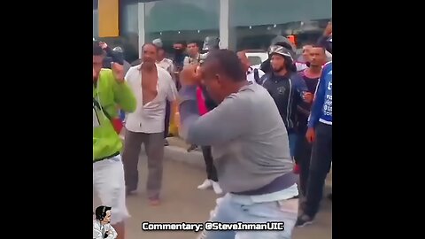 Colombia: Bikers settle a dispute on the street.