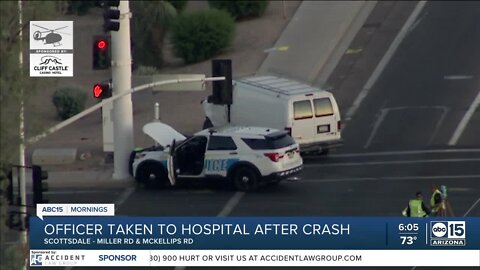 Scottsdale police officer taken to hospital after crash