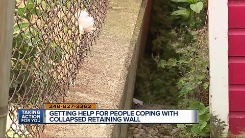 Getting help for people coping with collapsed retaining wall