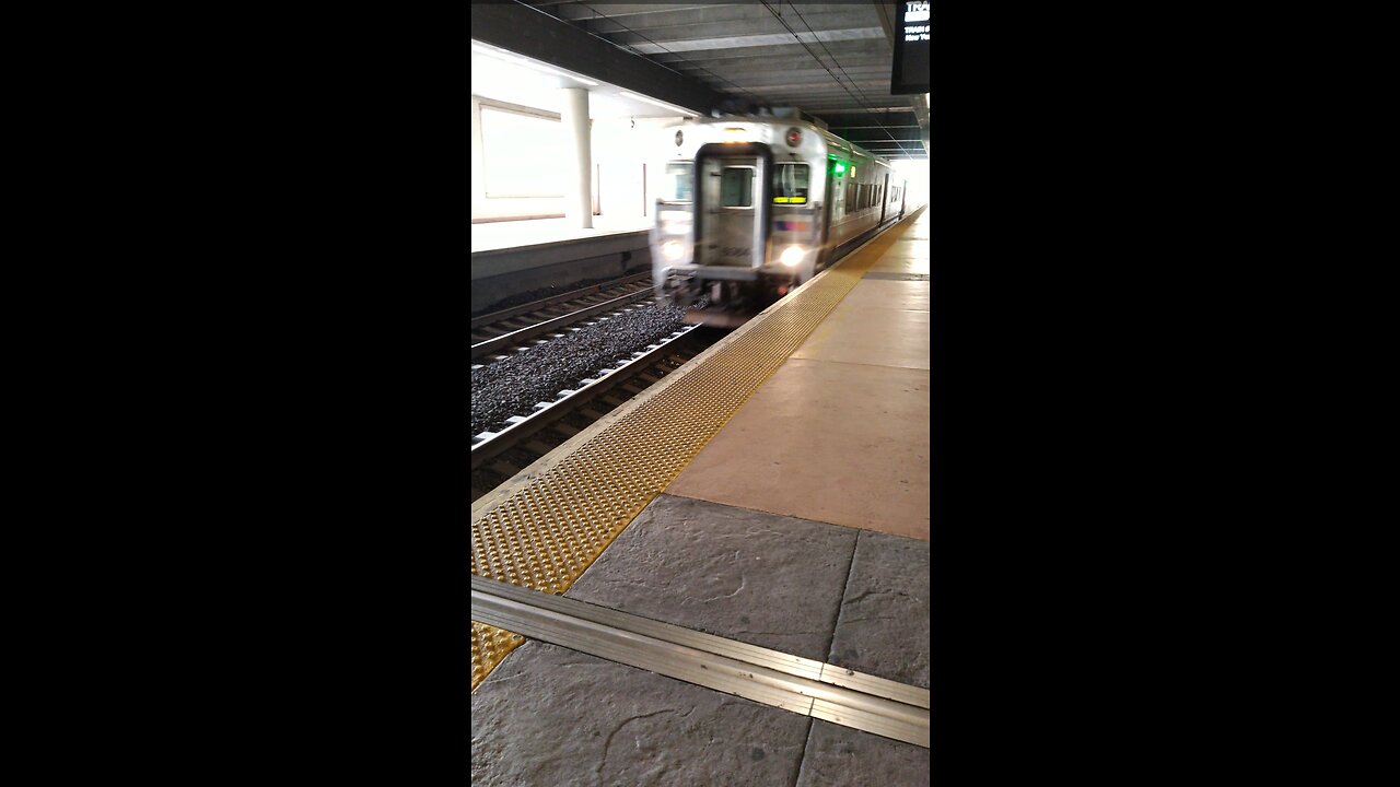 New jersey transit passenger train arriving at Secaucus junction